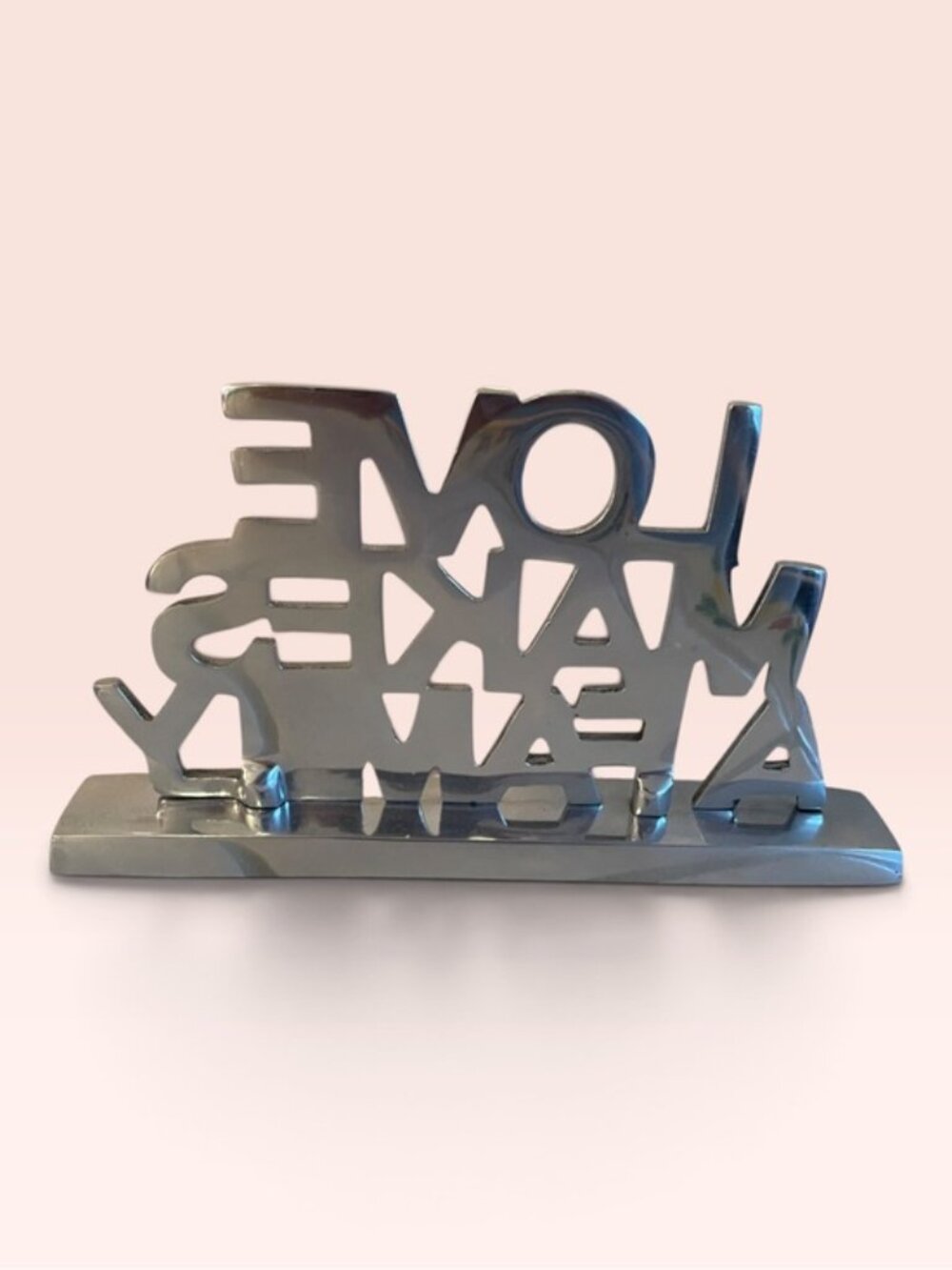 Inspired Generations Silver Metal Sign "Love Makes a Family" Tabletop Decor Gif - Picture 2 of 7